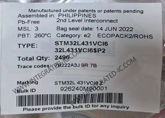 STM32L431VCI6 میکروکنترلر MCU ARM میکروکنترلر 80MHz MCU جاسازی شده UFBGA100