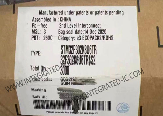 STM32F302K8U6TR میکروکنترلر MCU 72MHz 32 بیتی میکروکنترلر تک هسته UFQFPN-32