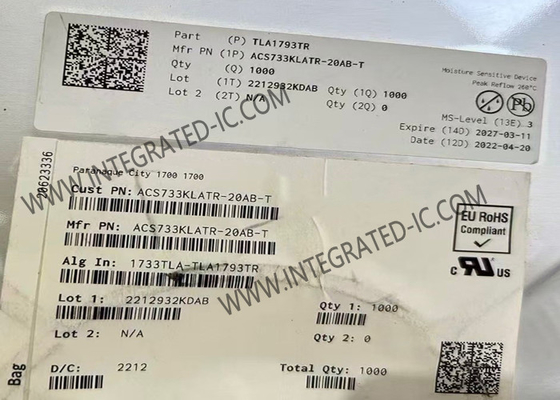ACS733KLATR-20AB حسگر IC پهنای باند 1MHz حسگر جریان گالوانیکی جدا شده IC SOIC-16