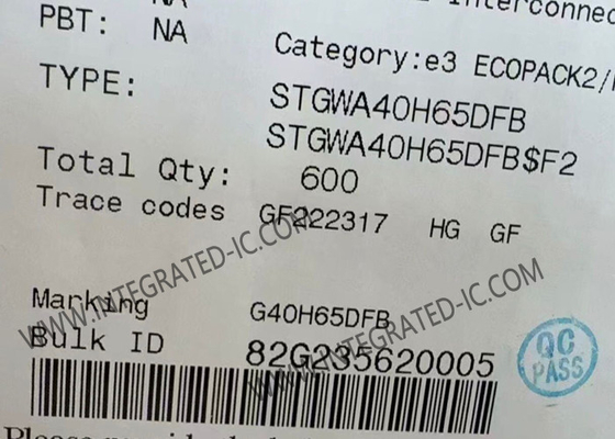 چیپ مدار یکپارچه STGWA40H65DFB Trench Gate Field Stop 650V ترانزیستور IGBT