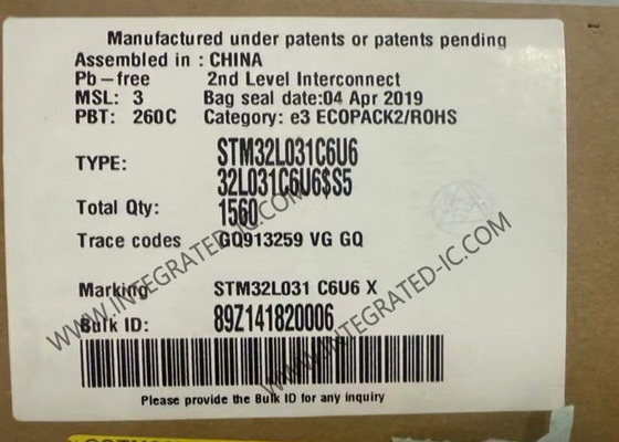 STM32L031C6U6 میکروکنترلر MCU 32 بیتی MCU 32KB فلش ARM میکروکنترلر UFQFN48