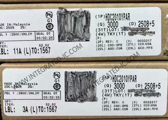 حسگر HDC2010YPAR IC 50nA رطوبت و دمای کم قدرت حسگرهای دیجیتال DSBGA6