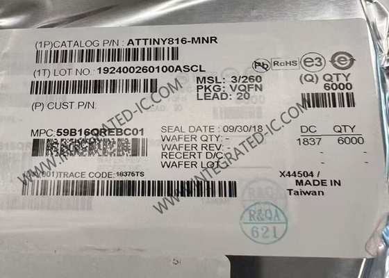 ATTINY816-MNR میکروکنترلر MCU 8-Bit AVR میکروکنترلر 20MHz TinyAVR 1-Series MCU