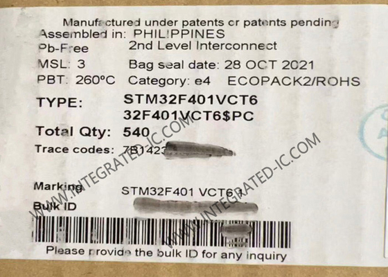 میکروکنترلر MCU STM32F401VCT6 میکروکنترلر فلش 256 کیلوبایت چیپ LQFP100 84 مگاهرتز
