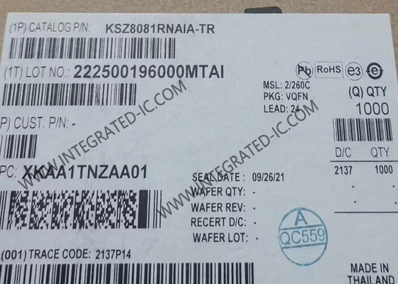 KSZ8081RNAIA Ethernet IC 10/100 Base-T/TX Transceiver لایه فیزیکی با پشتیبانی RMII