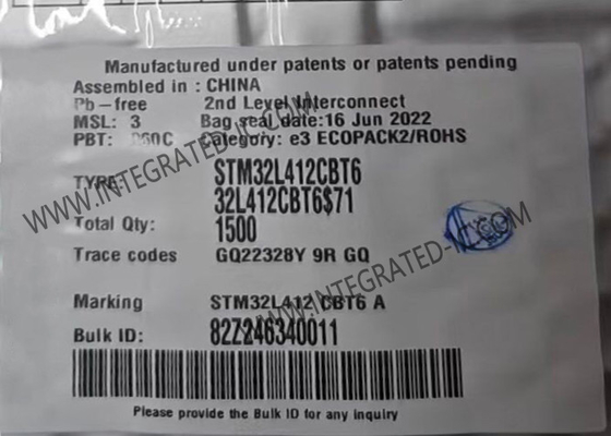 میکروکنترلر فلش 128 کیلوبایتی MCU STM32L412CBT6 میکروکنترلر 80 مگاهرتز تراشه LQFP48