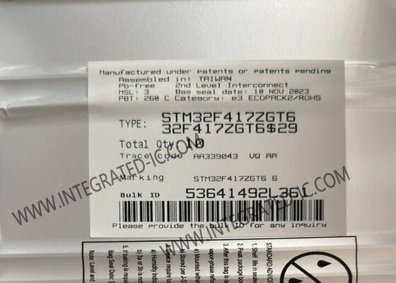 STM32F417ZGT6 MCU 32 بیتی تک هسته ای با سرعت 168MHz و بسته LQFP-144